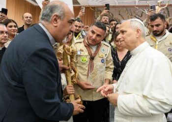 ncuentro de León XIV con un grupo de scouts de Galilea en la audiencia general